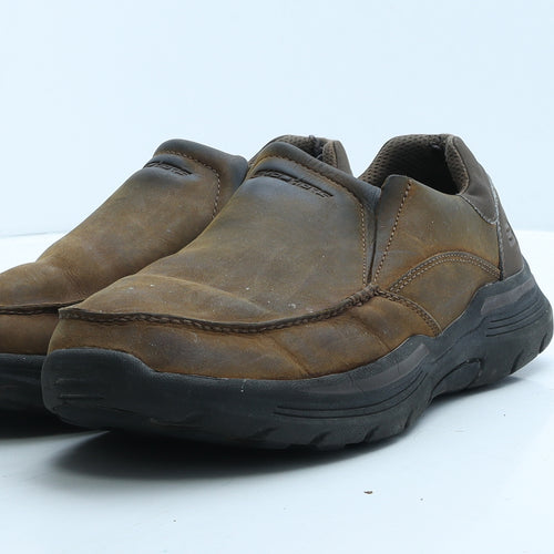 Skechers Mens Brown Leather Loafer Casual UK 10 45