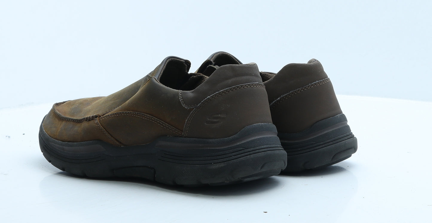 Skechers Mens Brown Leather Loafer Casual UK 10 45