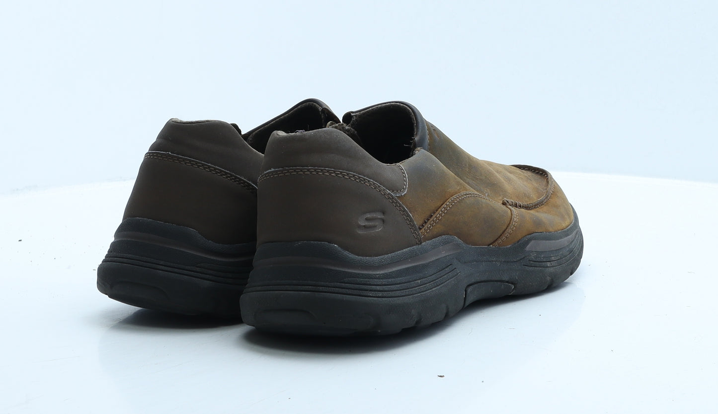 Skechers Mens Brown Leather Loafer Casual UK 10 45