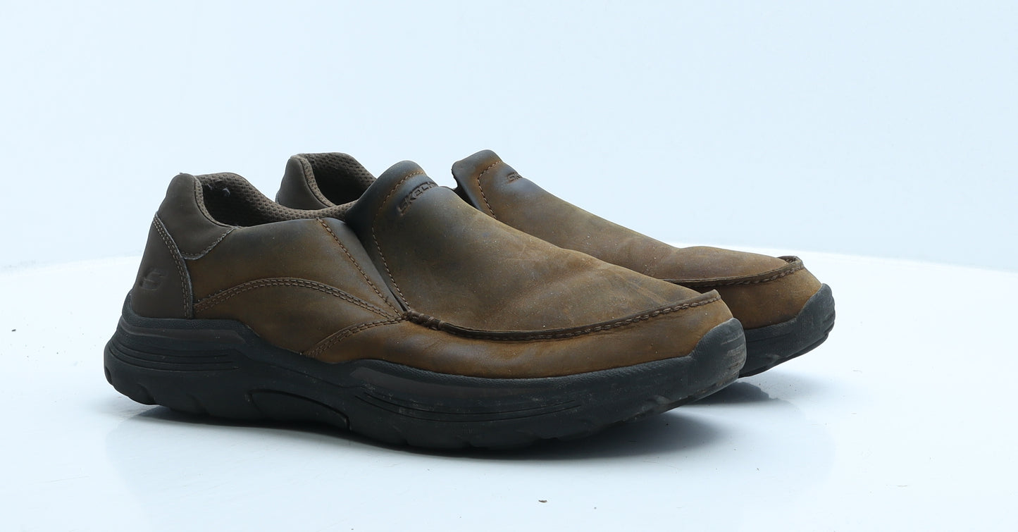 Skechers Mens Brown Leather Loafer Casual UK 10 45