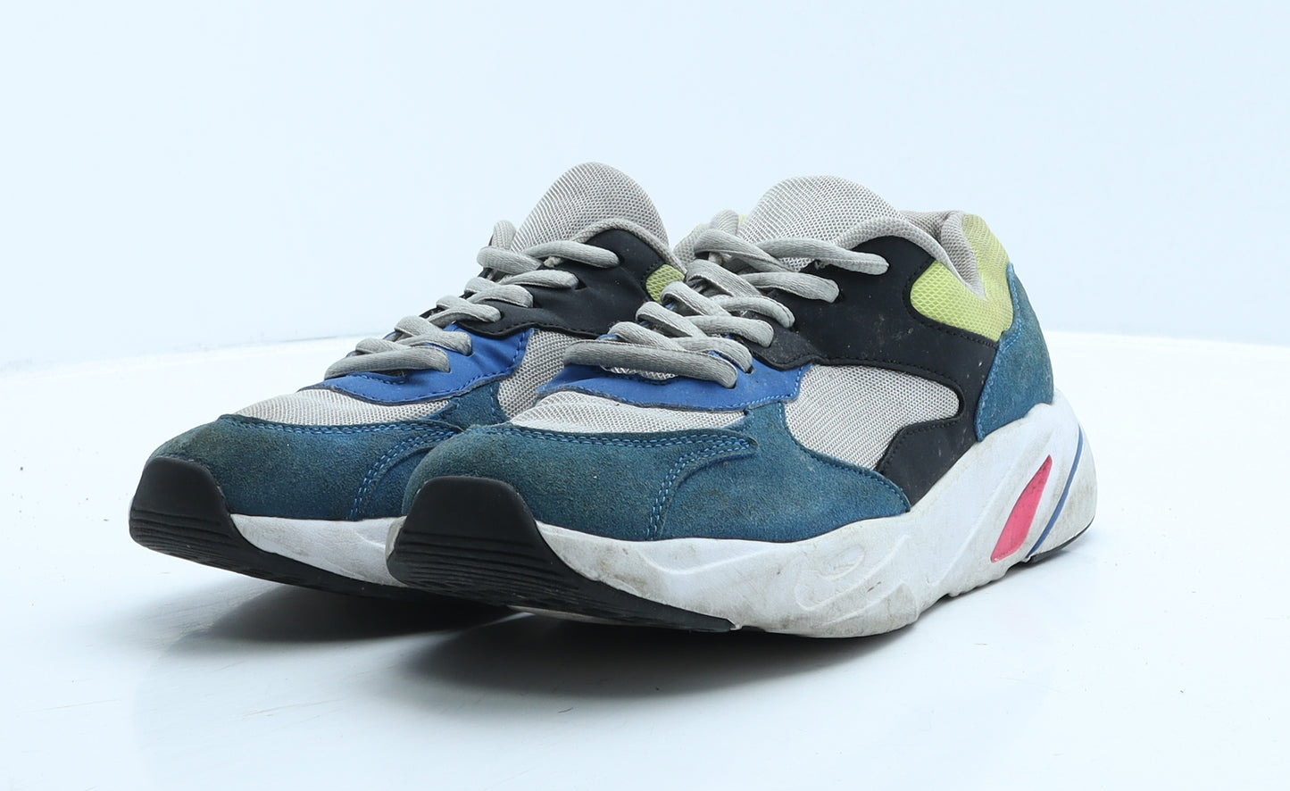 Primark Womens Blue Colourblock Polyester Trainer UK 7 40