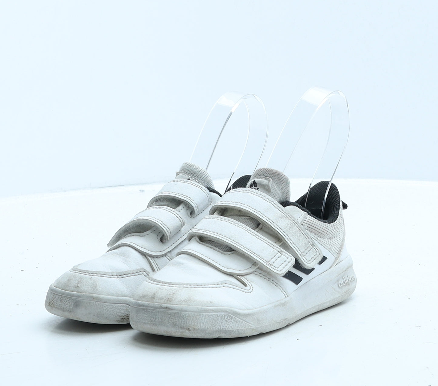 adidas Boys White Striped Leather Trainer UK 8.5 28