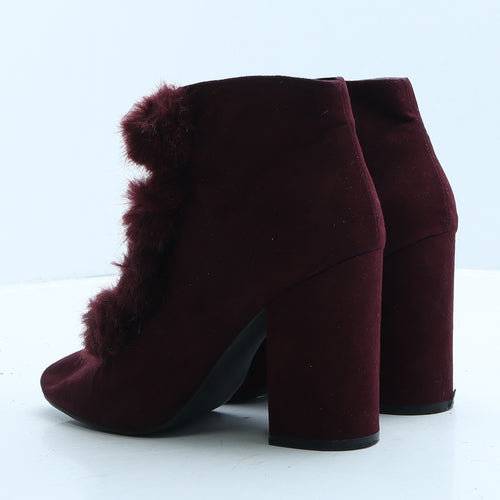 Primark Womens Red Suede Bootie Boot UK 4 37