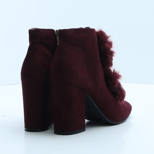 Primark Womens Red Suede Bootie Boot UK 4 37