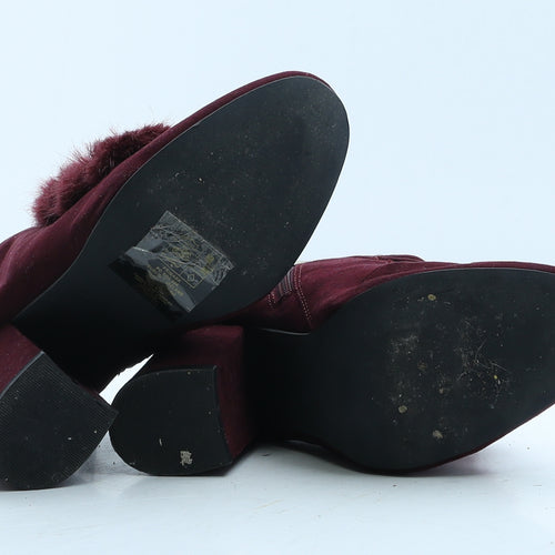 Primark Womens Red Suede Bootie Boot UK 4 37