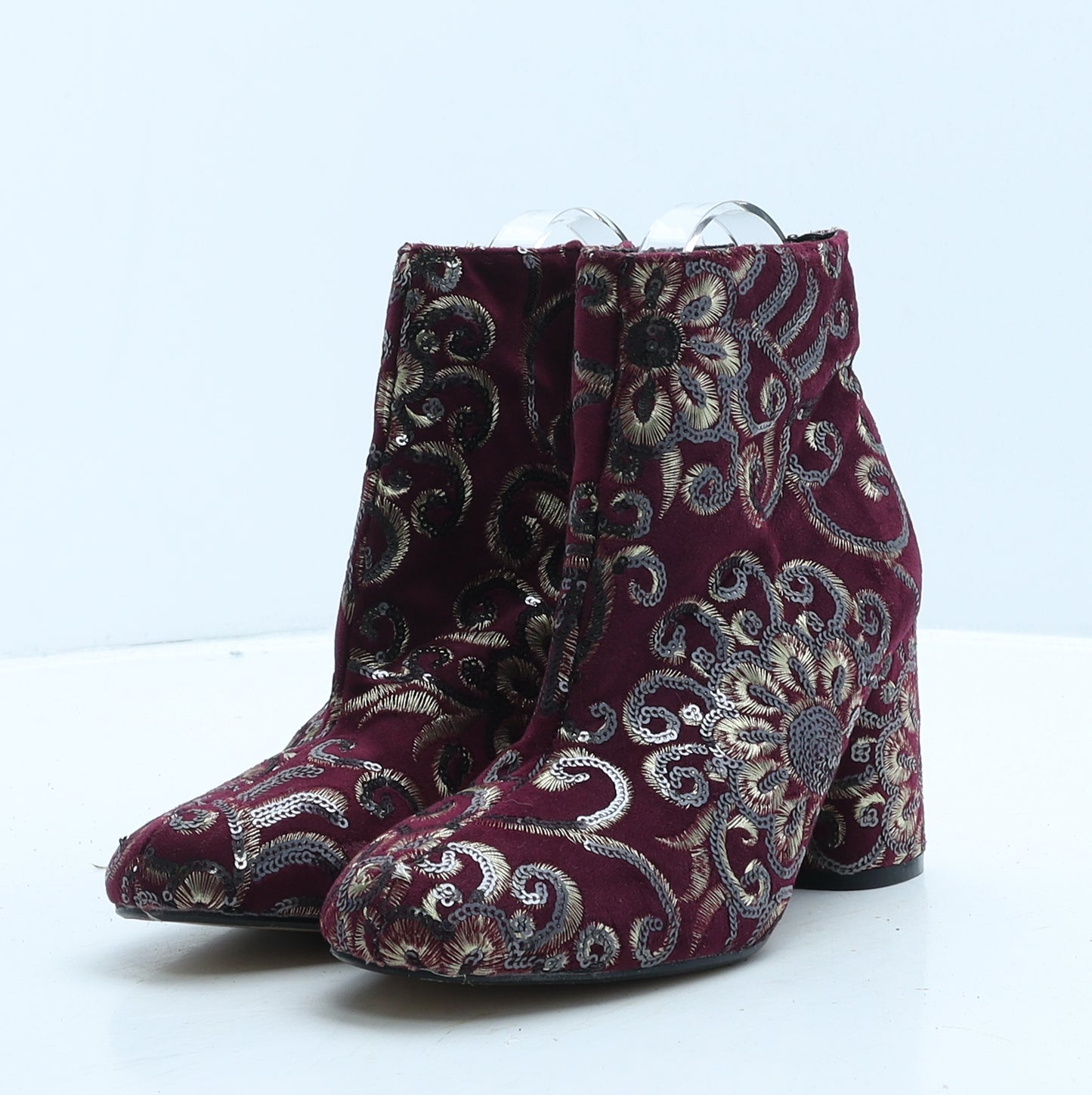 Prima Donna Womens Red Geometric Suede Bootie Boot UK 4 37