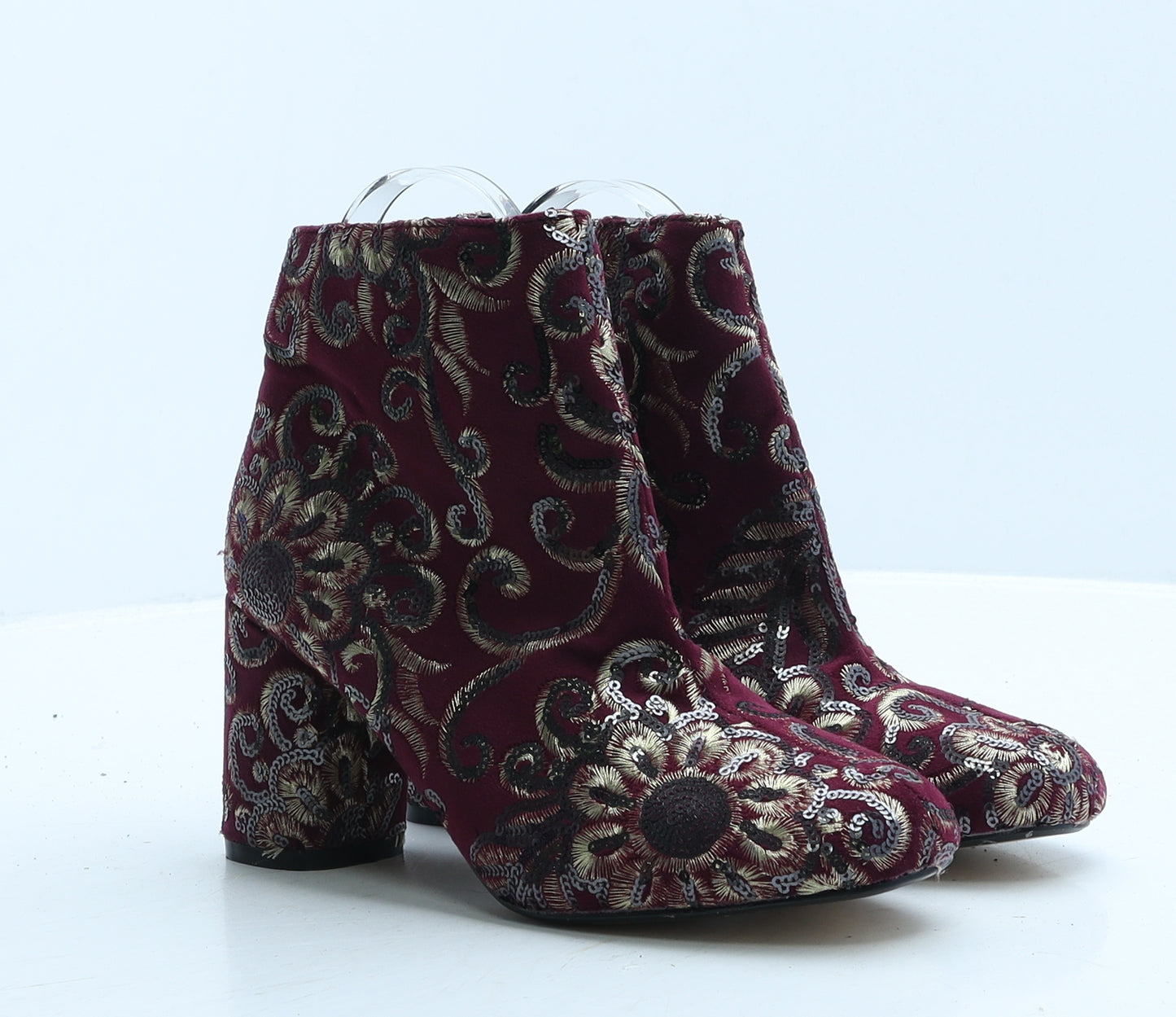 Prima Donna Womens Red Geometric Suede Bootie Boot UK 4 37