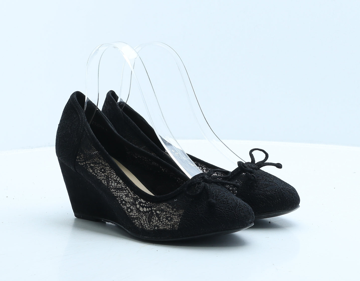 New Look Womens Black Floral Polyester Court Heel UK 4 37