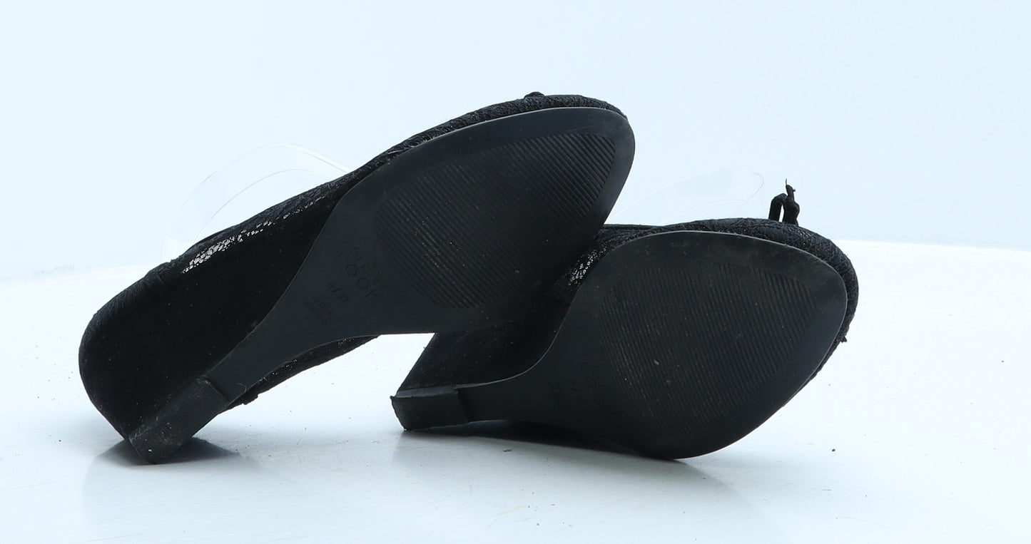 New Look Womens Black Floral Polyester Court Heel UK 4 37