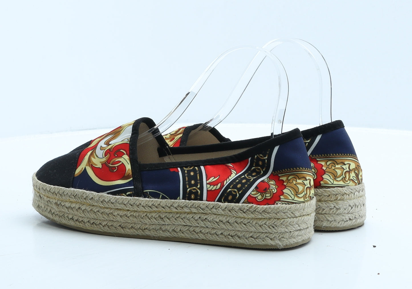 Primark Womens Multicoloured Geometric Polyester Espadrille Casual UK 5 38
