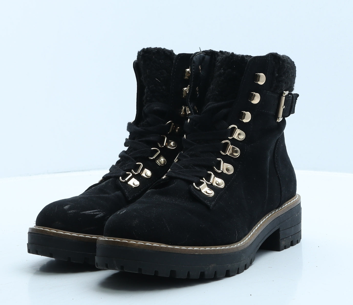 Primark Womens Black Suede Shearling Style Boot UK 5 38