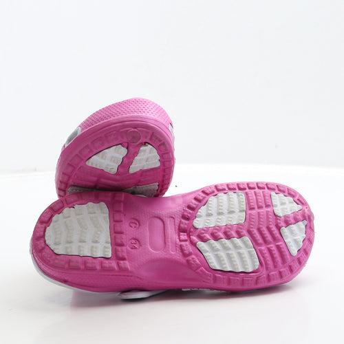 Preworn Girls Pink Rubber Clog Sandal UK 7 24 - Butterfly Detail