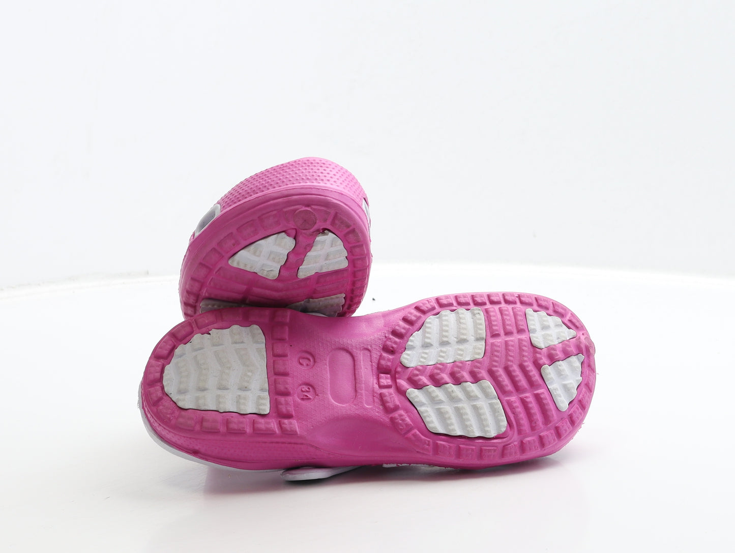 Preworn Girls Pink Rubber Clog Sandal UK 7 24 - Butterfly Detail