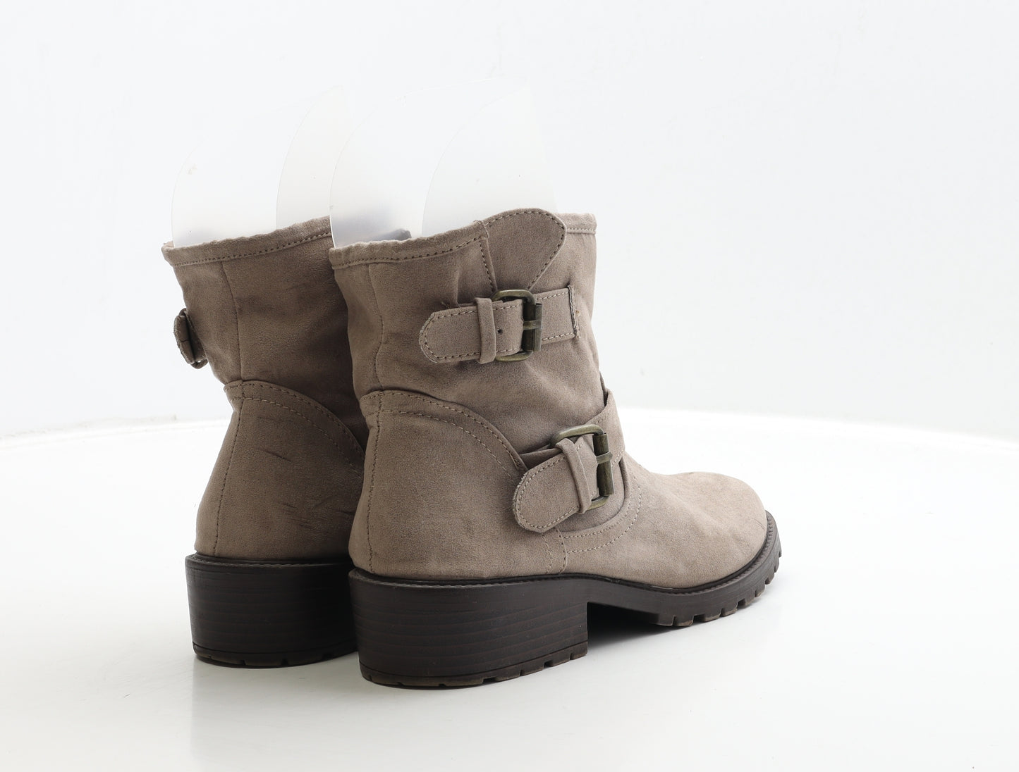 Matalan Womens Beige Suede Biker Boot UK 4 37