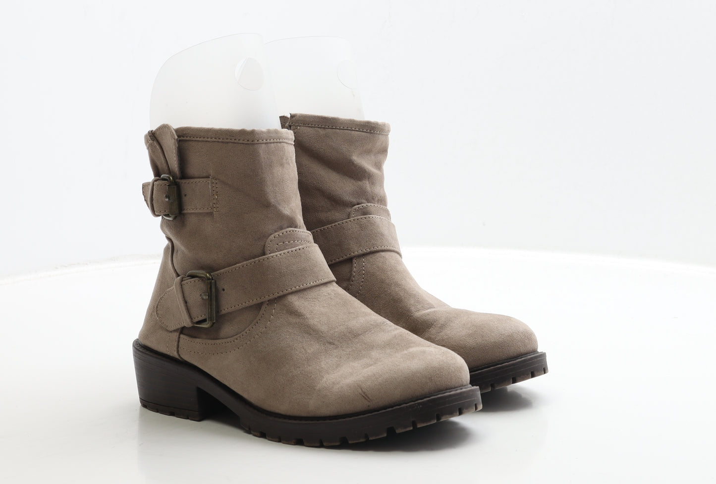 Matalan Womens Beige Suede Biker Boot UK 4 37