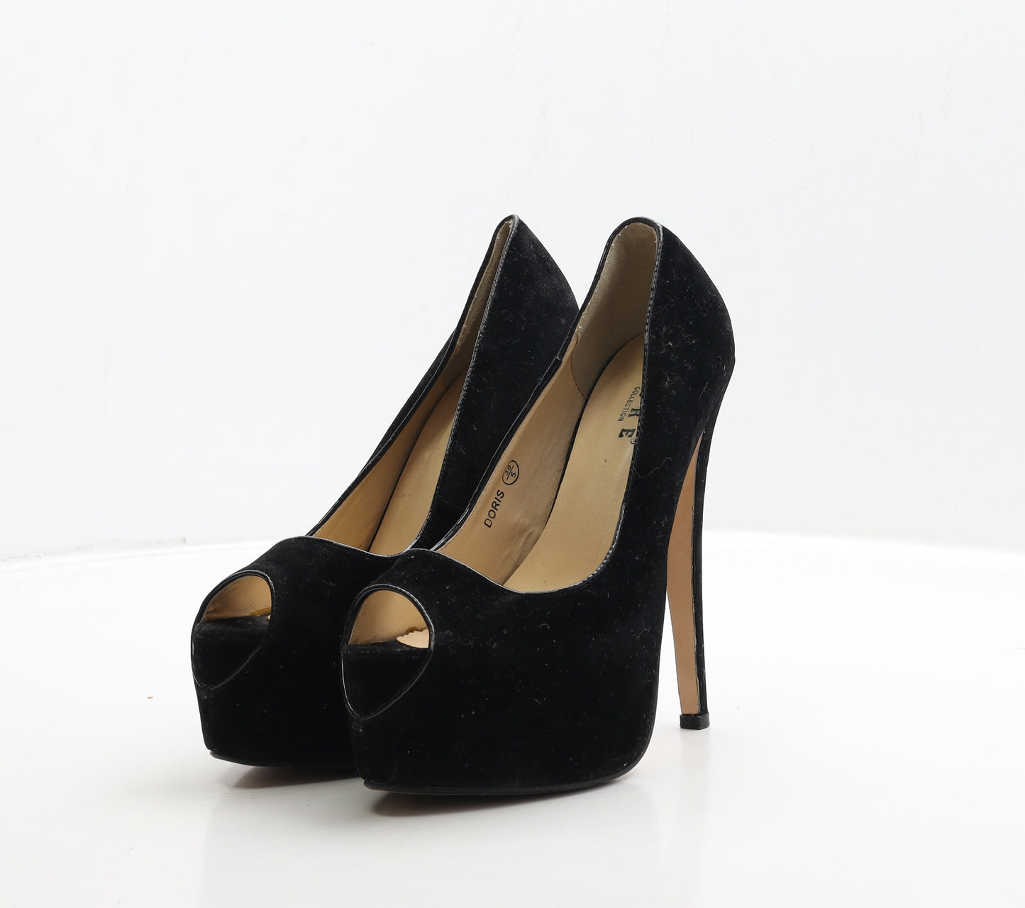 Core Collection Womens Black Suede Platform Heel UK 5 38