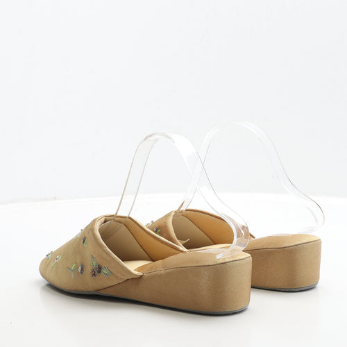 Dunlop Womens Gold Floral Polyester Slip On Slipper UK 40