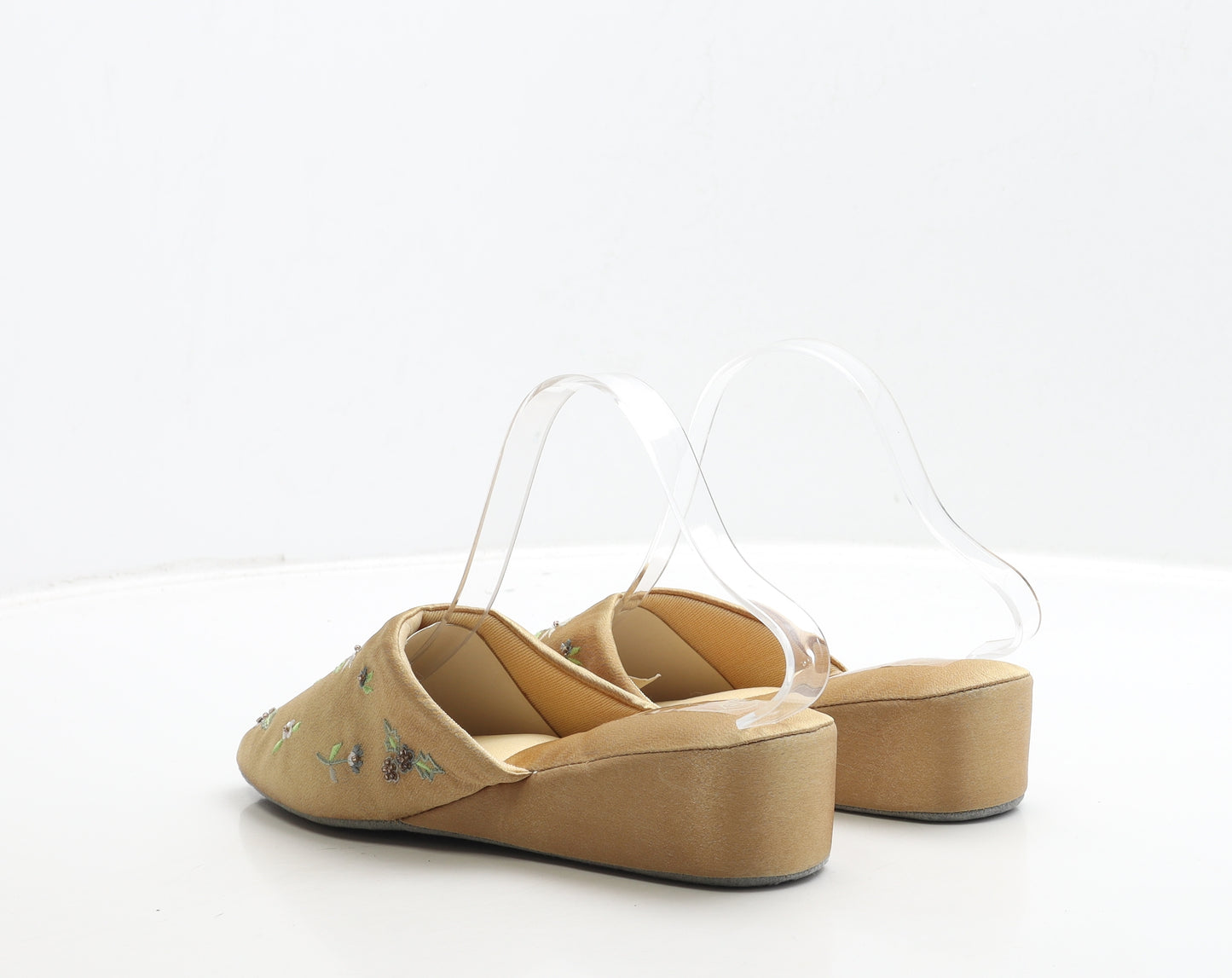 Dunlop Womens Gold Floral Polyester Slip On Slipper UK 40