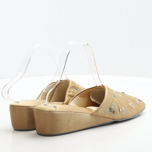Dunlop Womens Gold Floral Polyester Slip On Slipper UK 40