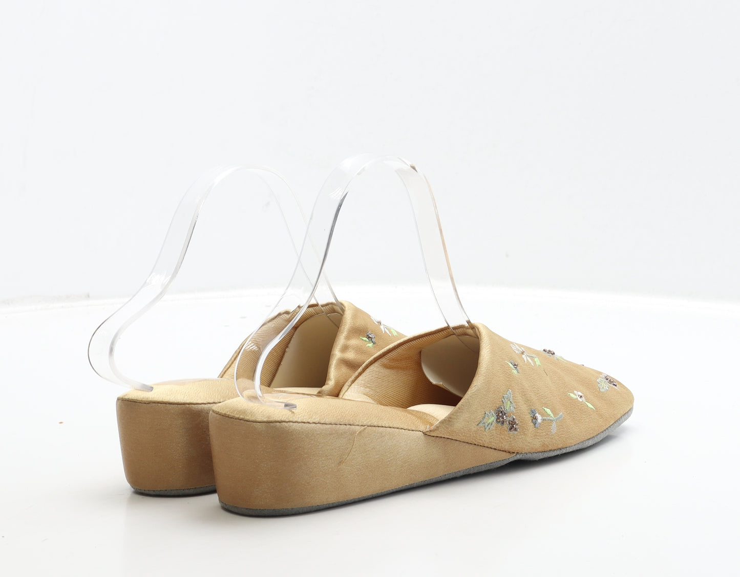 Dunlop Womens Gold Floral Polyester Slip On Slipper UK 40