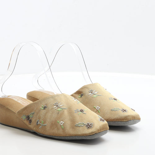 Dunlop Womens Gold Floral Polyester Slip On Slipper UK 40