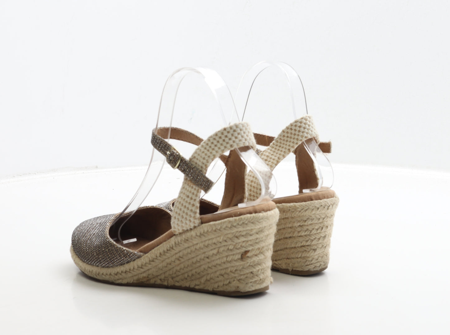 Marks and Spencer Womens Gold Polyester Espadrille Heel UK 4 37 - Wide Fit