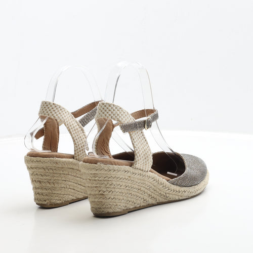 Marks and Spencer Womens Gold Polyester Espadrille Heel UK 4 37 - Wide Fit