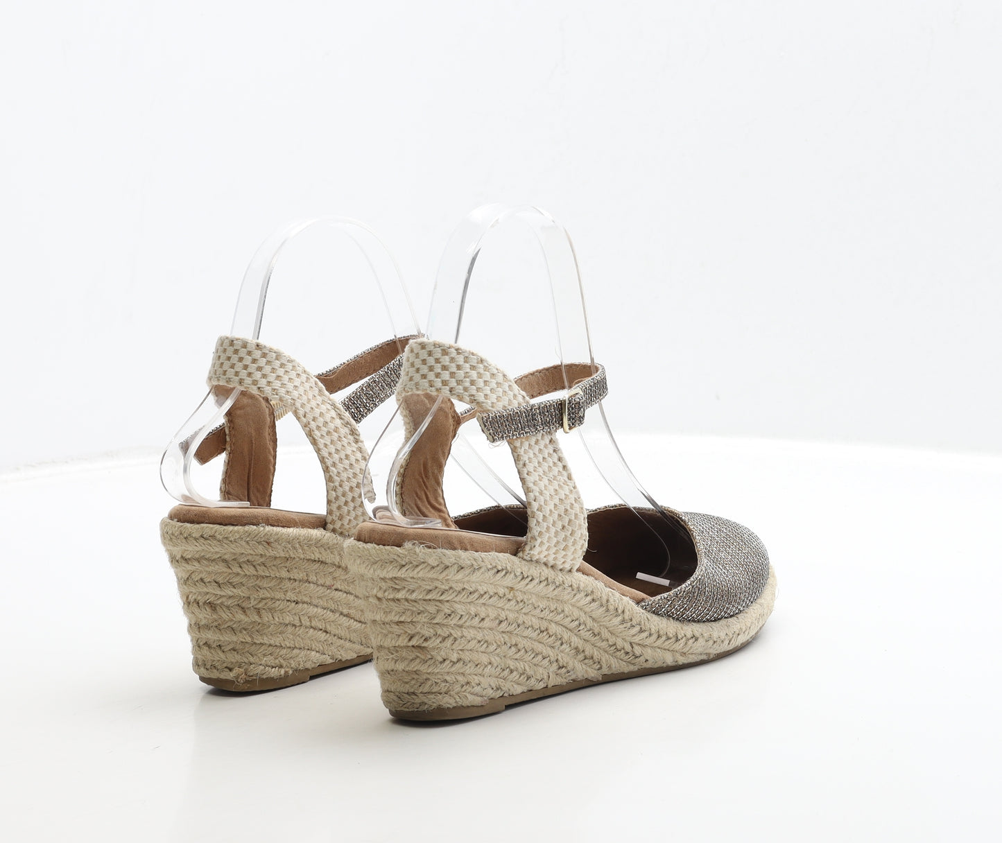 Marks and Spencer Womens Gold Polyester Espadrille Heel UK 4 37 - Wide Fit