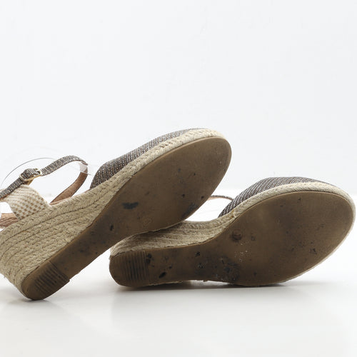 Marks and Spencer Womens Gold Polyester Espadrille Heel UK 4 37 - Wide Fit