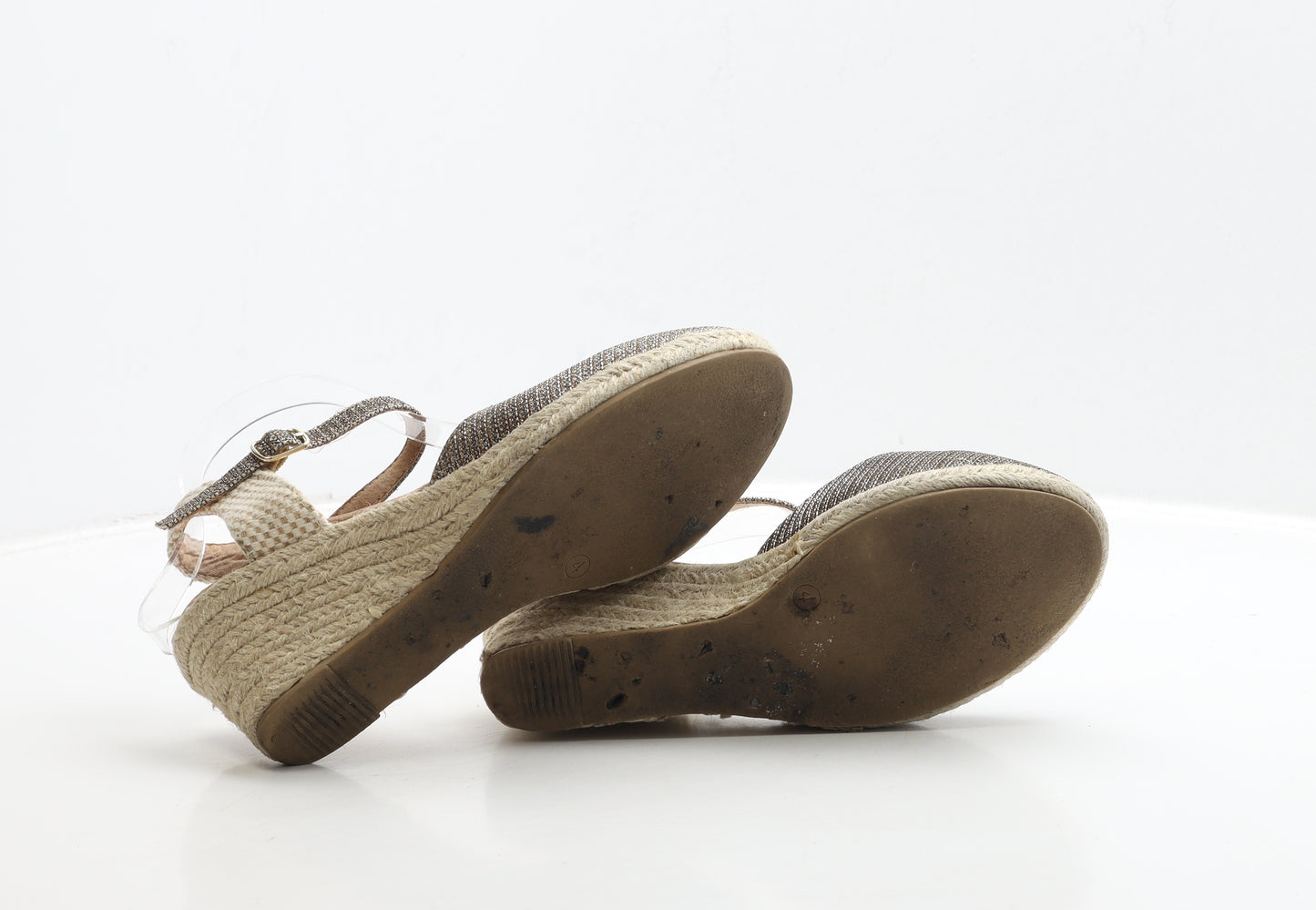 Marks and Spencer Womens Gold Polyester Espadrille Heel UK 4 37 - Wide Fit