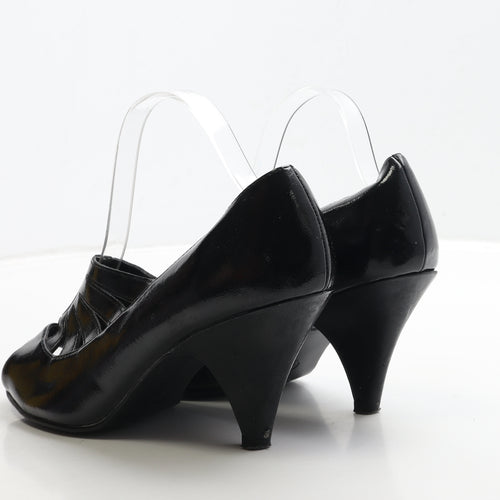New Look Womens Black Patent Leather Court Heel UK 8 41 - Cut Out Detail