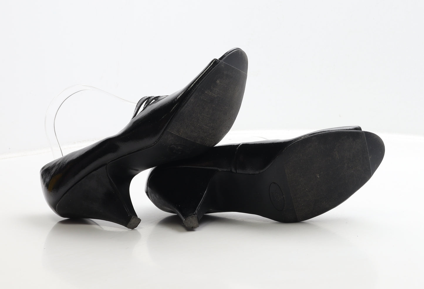 New Look Womens Black Patent Leather Court Heel UK 8 41 - Cut Out Detail