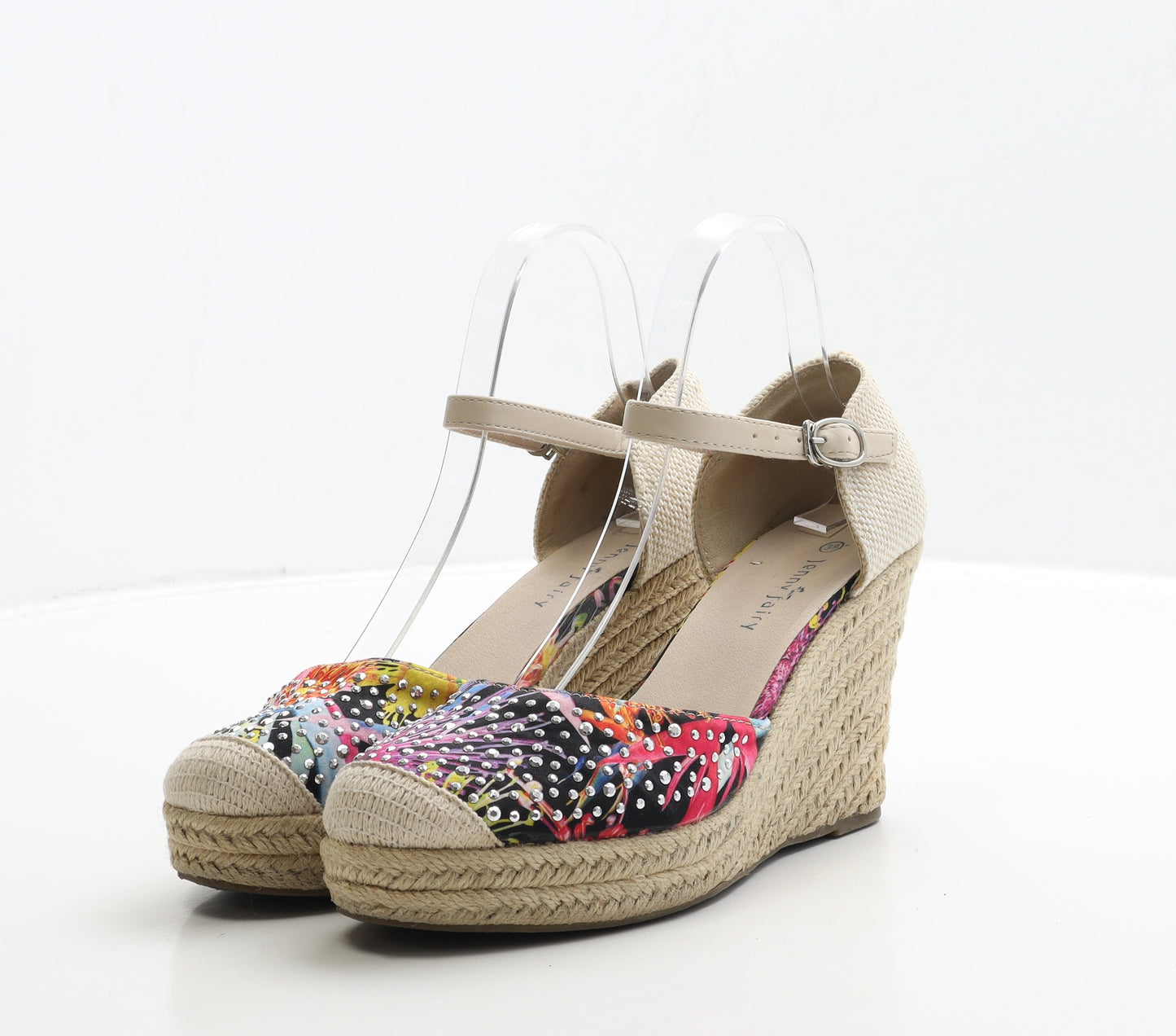 Jenny Fairy Womens Multicoloured Floral Polyester Espadrille Heel UK 5 38