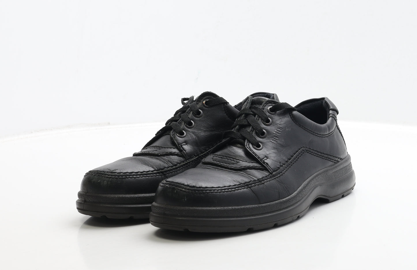 Hotter Mens Black Leather Boat Shoe Casual UK 6 37