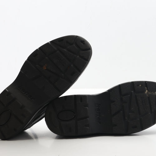 Hotter Mens Black Leather Boat Shoe Casual UK 6 37