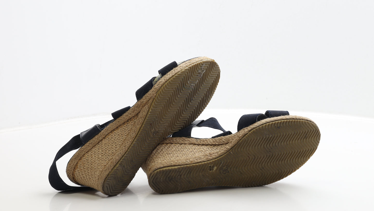 Claudia Ghizzard Womens Blue Elastane Espadrille Heel UK 3 36