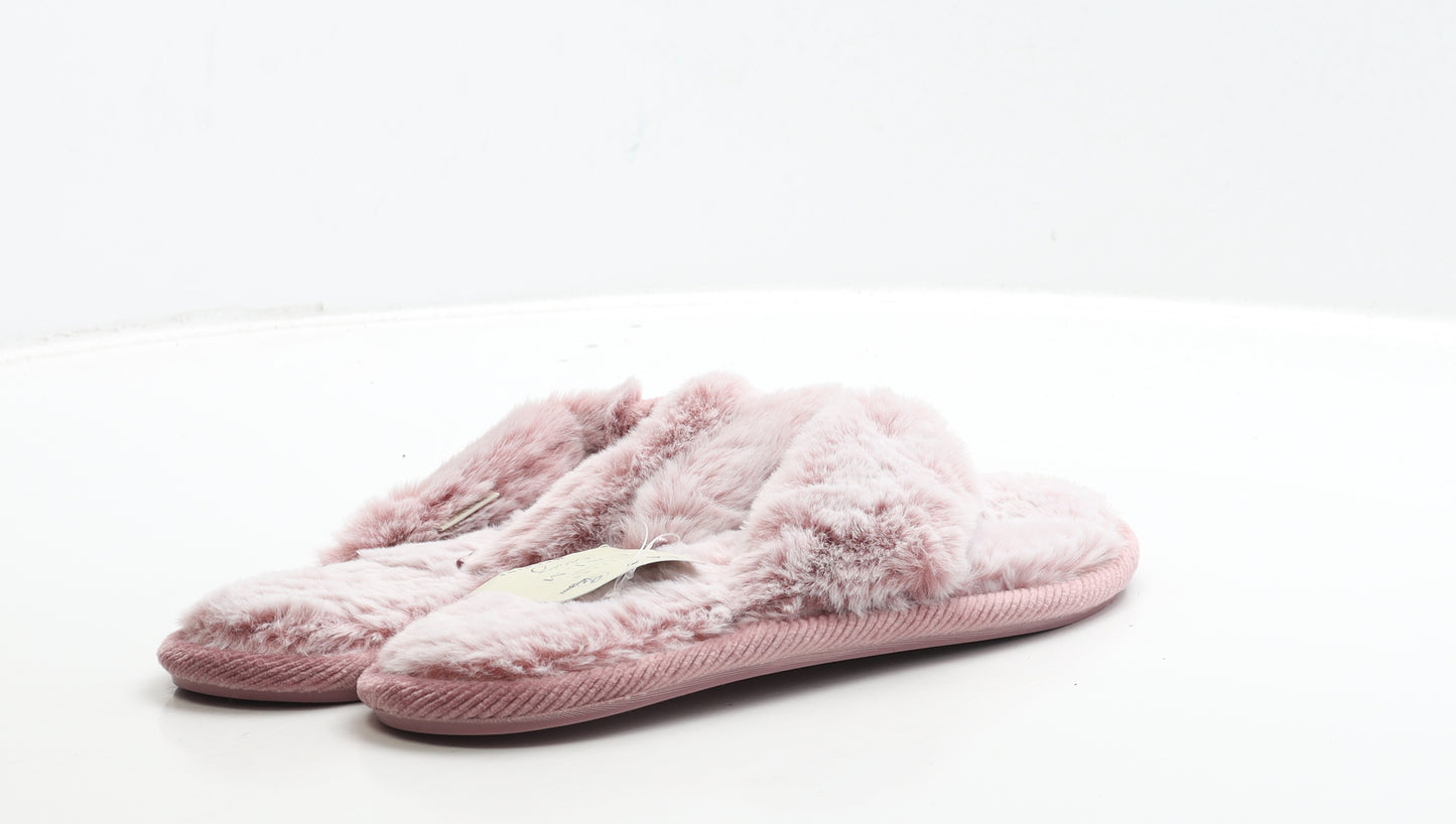 George Womens Pink Polyester Thong Slipper UK 36 - Fluffy