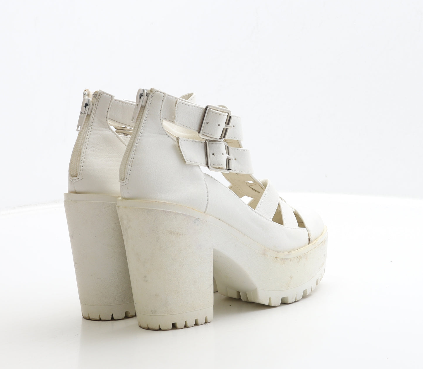 Style Shoes Womens White Polyester Platform Heel UK 3 36