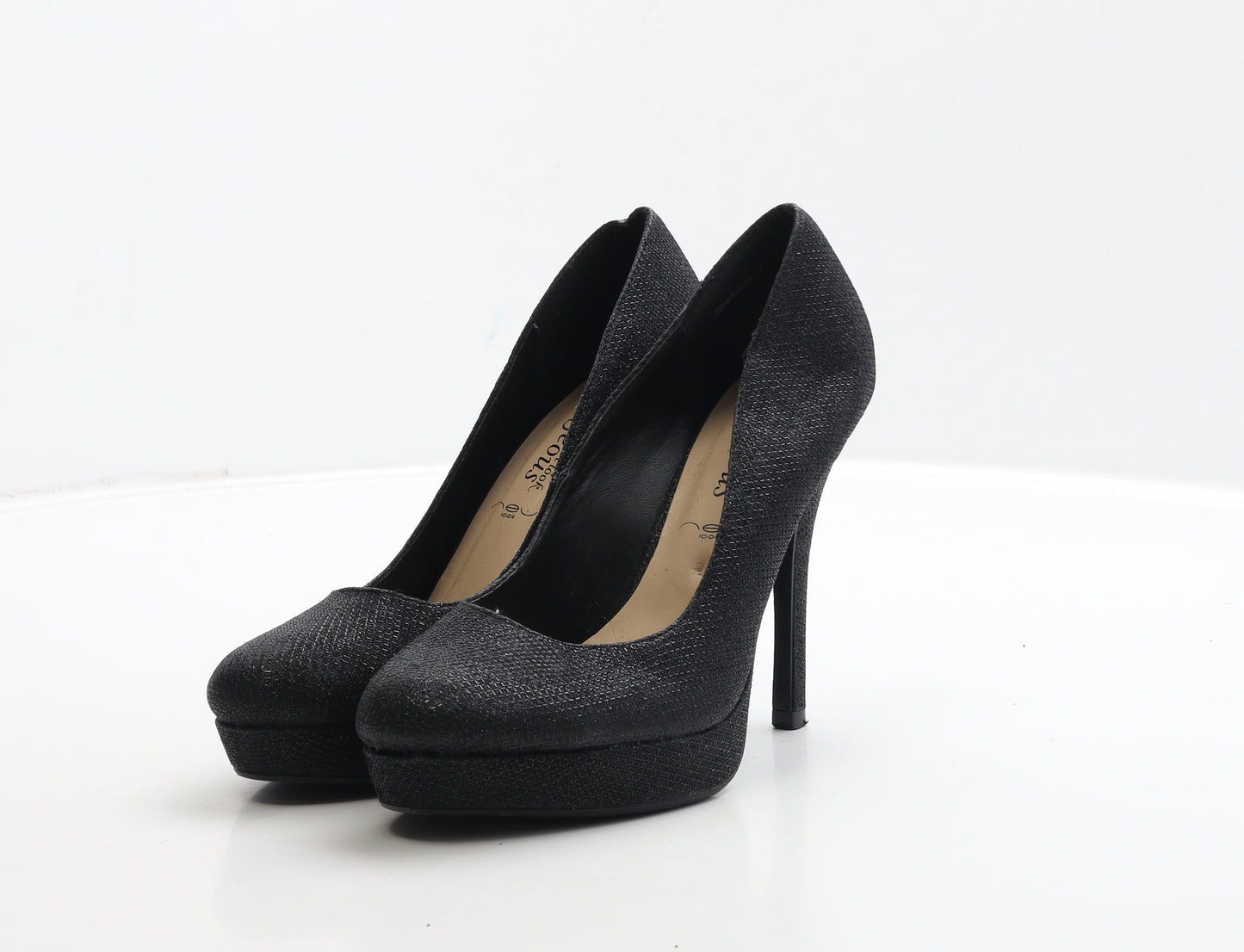New Look Womens Black Leather Court Heel UK 4 37