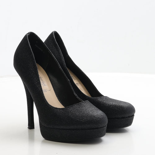 New Look Womens Black Leather Court Heel UK 4 37