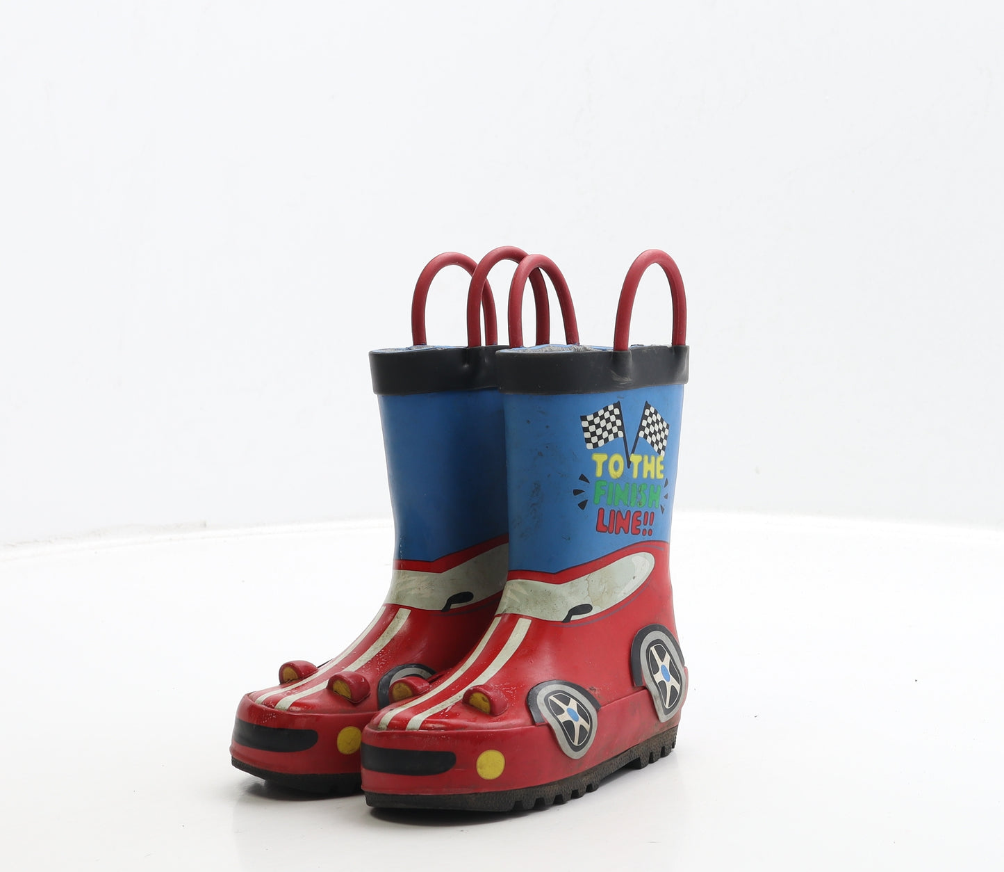 F&F Boys Multicoloured Rubber Wellies Boot UK 4 20 - Racing Car Detail