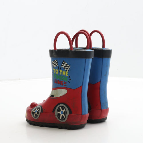 F&F Boys Multicoloured Rubber Wellies Boot UK 4 20 - Racing Car Detail