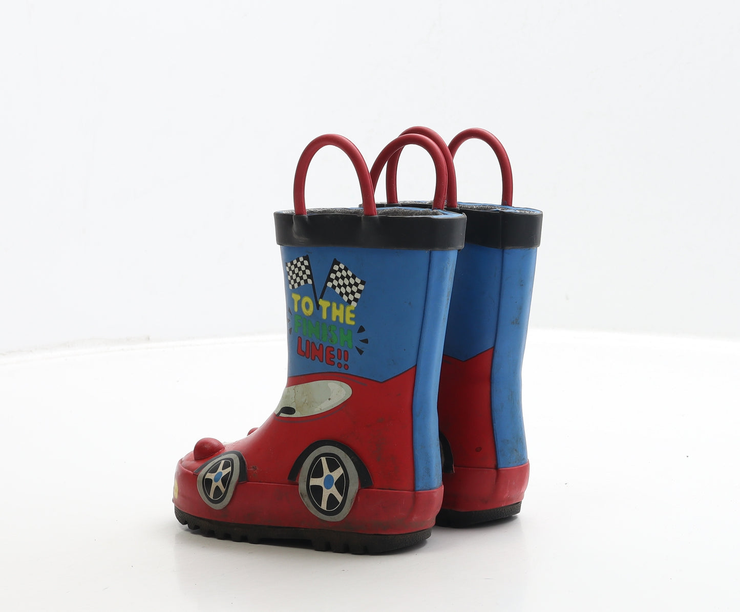 F&F Boys Multicoloured Rubber Wellies Boot UK 4 20 - Racing Car Detail
