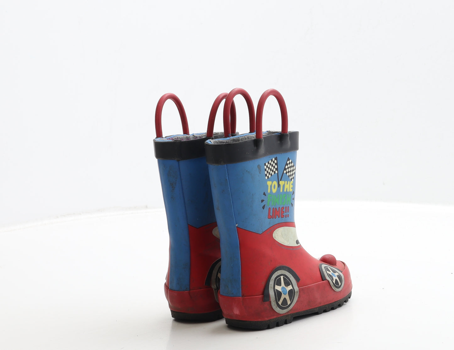 F&F Boys Multicoloured Rubber Wellies Boot UK 4 20 - Racing Car Detail