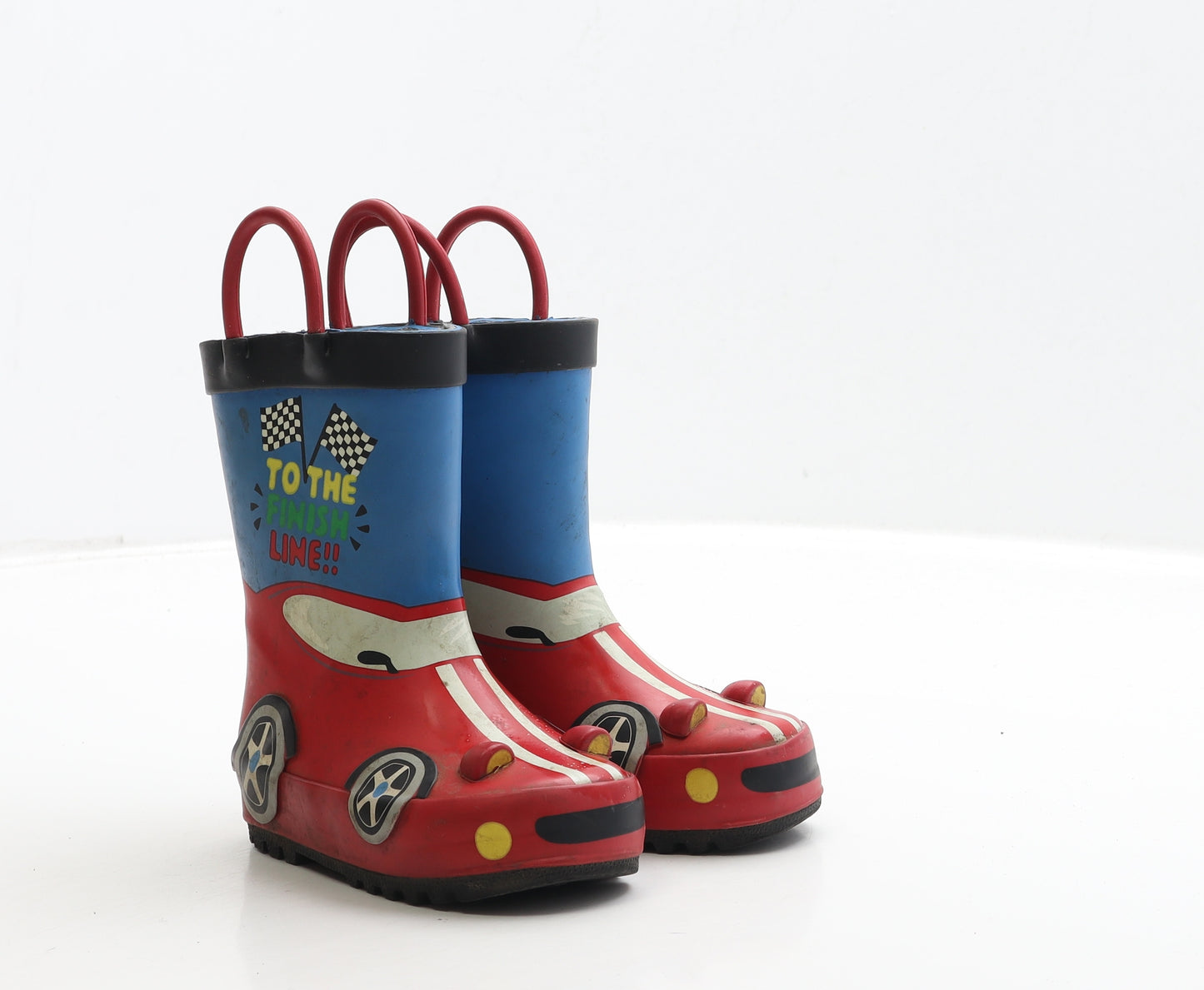 F&F Boys Multicoloured Rubber Wellies Boot UK 4 20 - Racing Car Detail