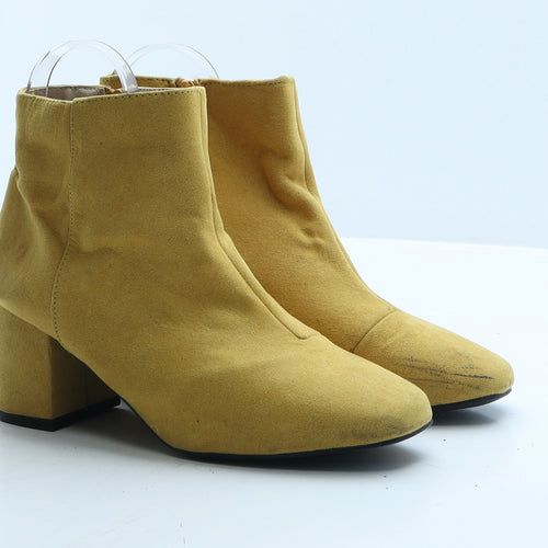 Primark Womens Yellow Suede Bootie Boot UK 4 37