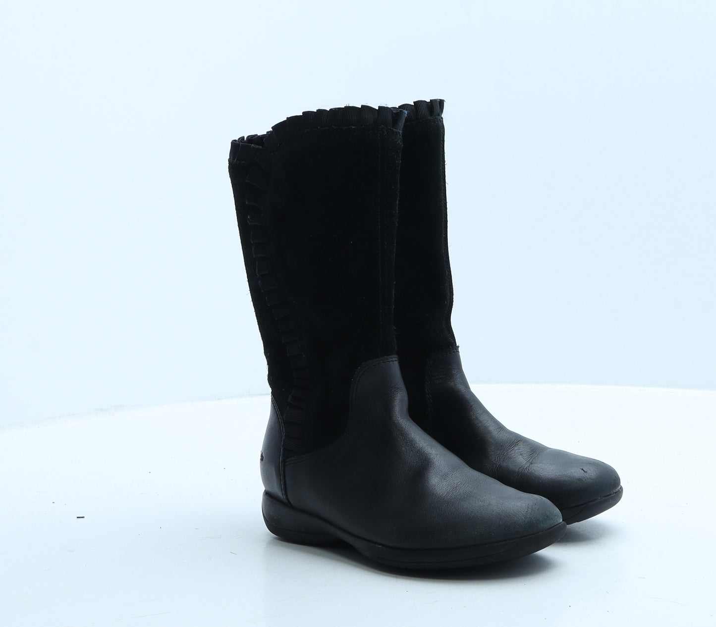 Clarks Girls Black Suede Shearling Style Boot UK 10 26