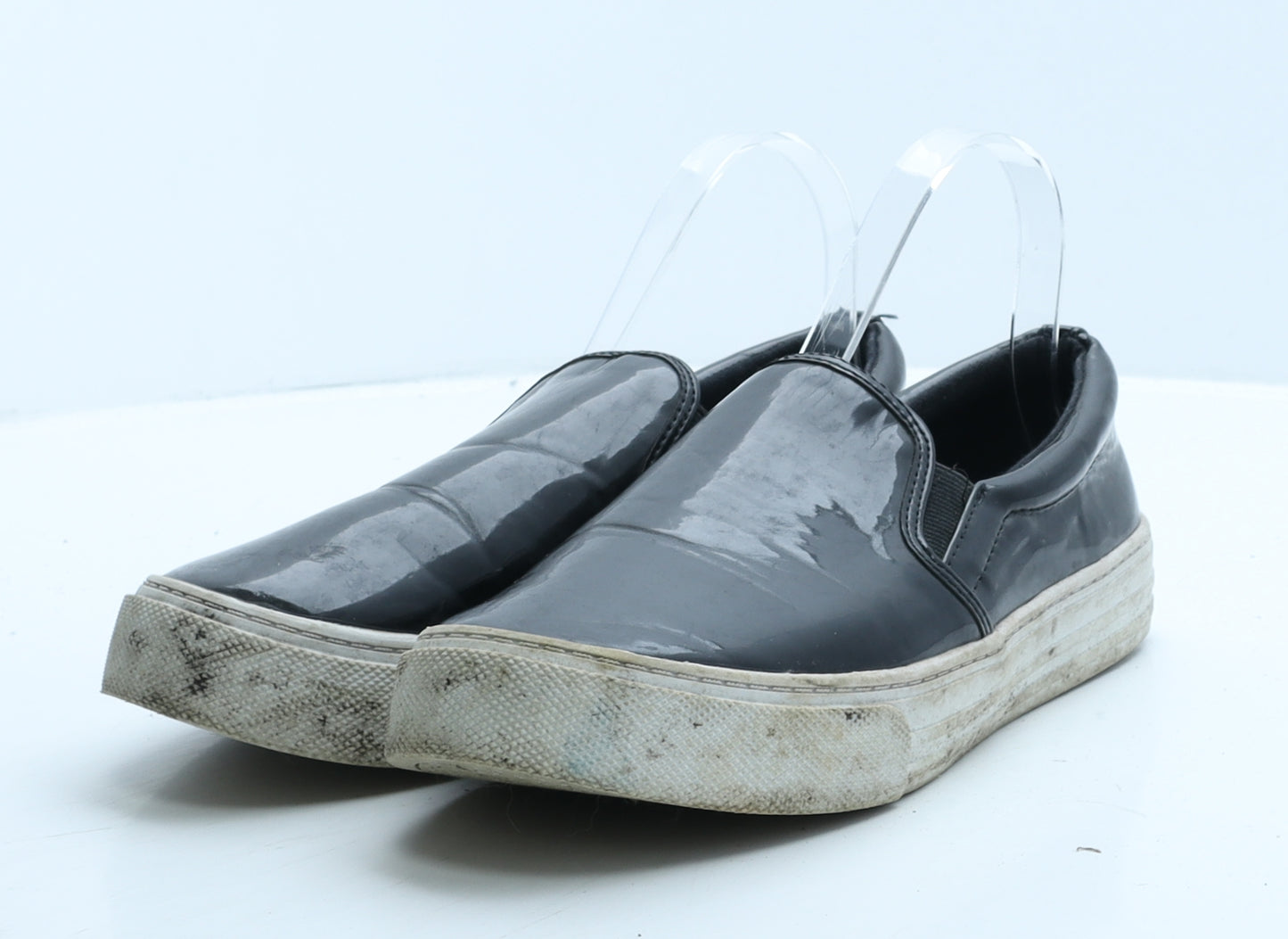 George Womens Black Vinyl Loafer Flat UK 7 41