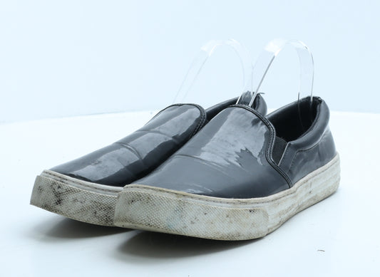 George Womens Black Vinyl Loafer Flat UK 7 41