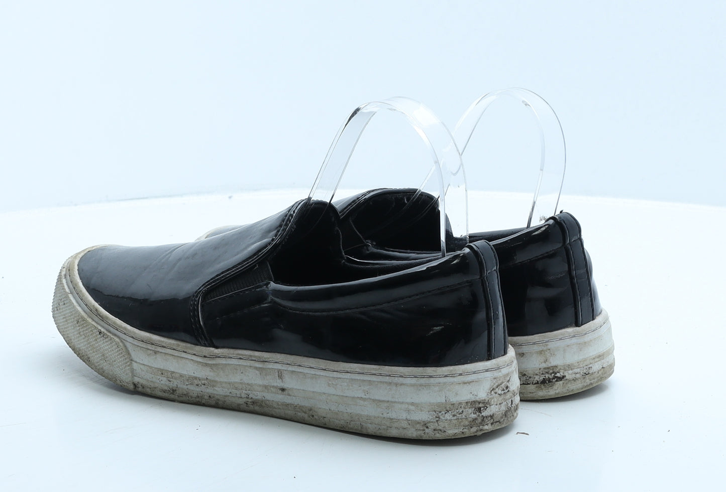 George Womens Black Vinyl Loafer Flat UK 7 41